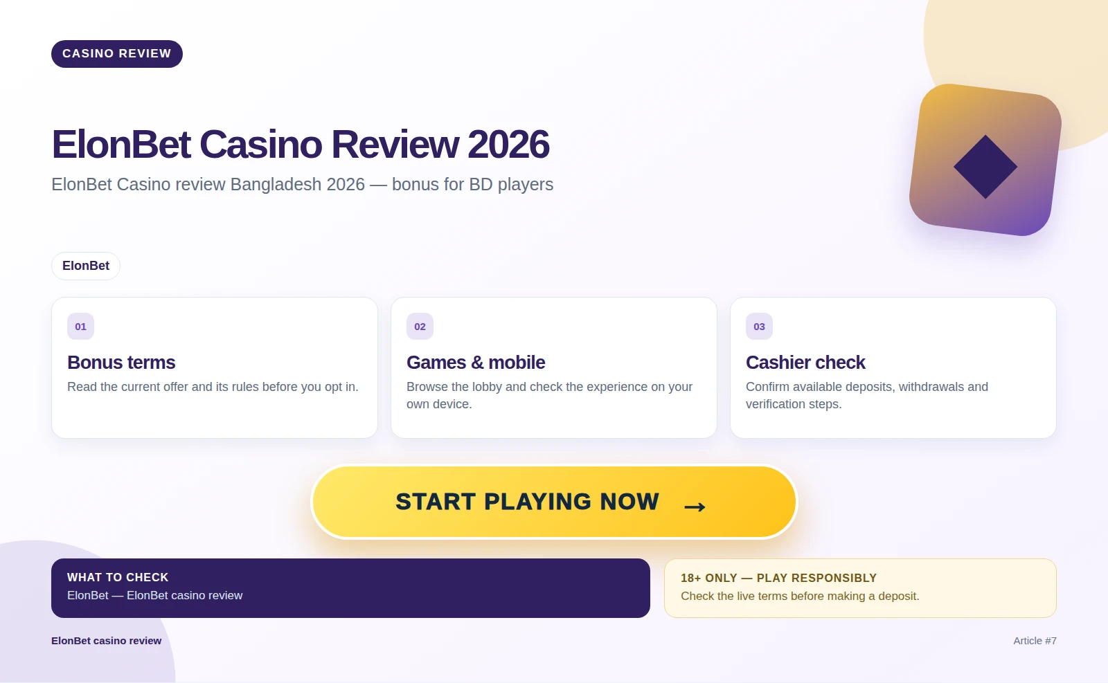 ElonBet Casino review Bangladesh 2026